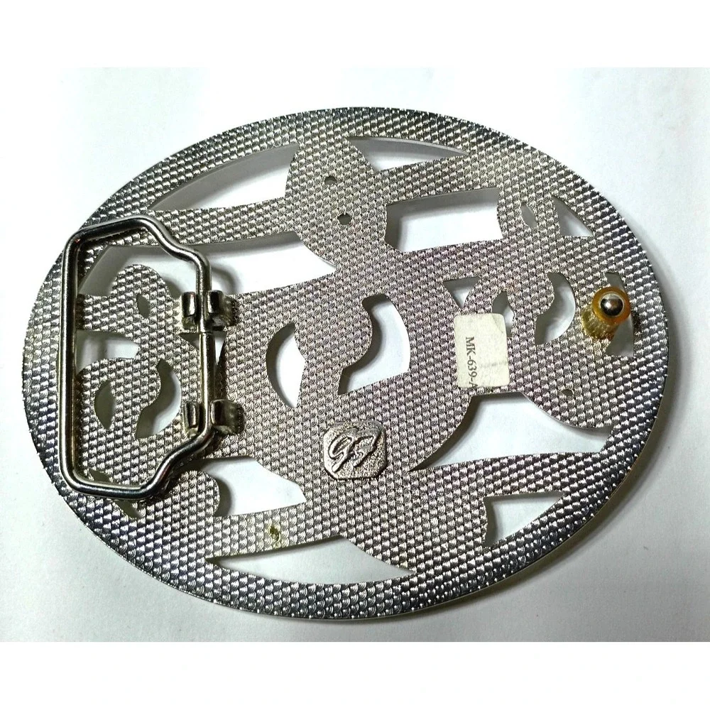Vintage Rhinestone Music Note Treble Clef Belt Buckle Silver Tone Crystal GF Mar